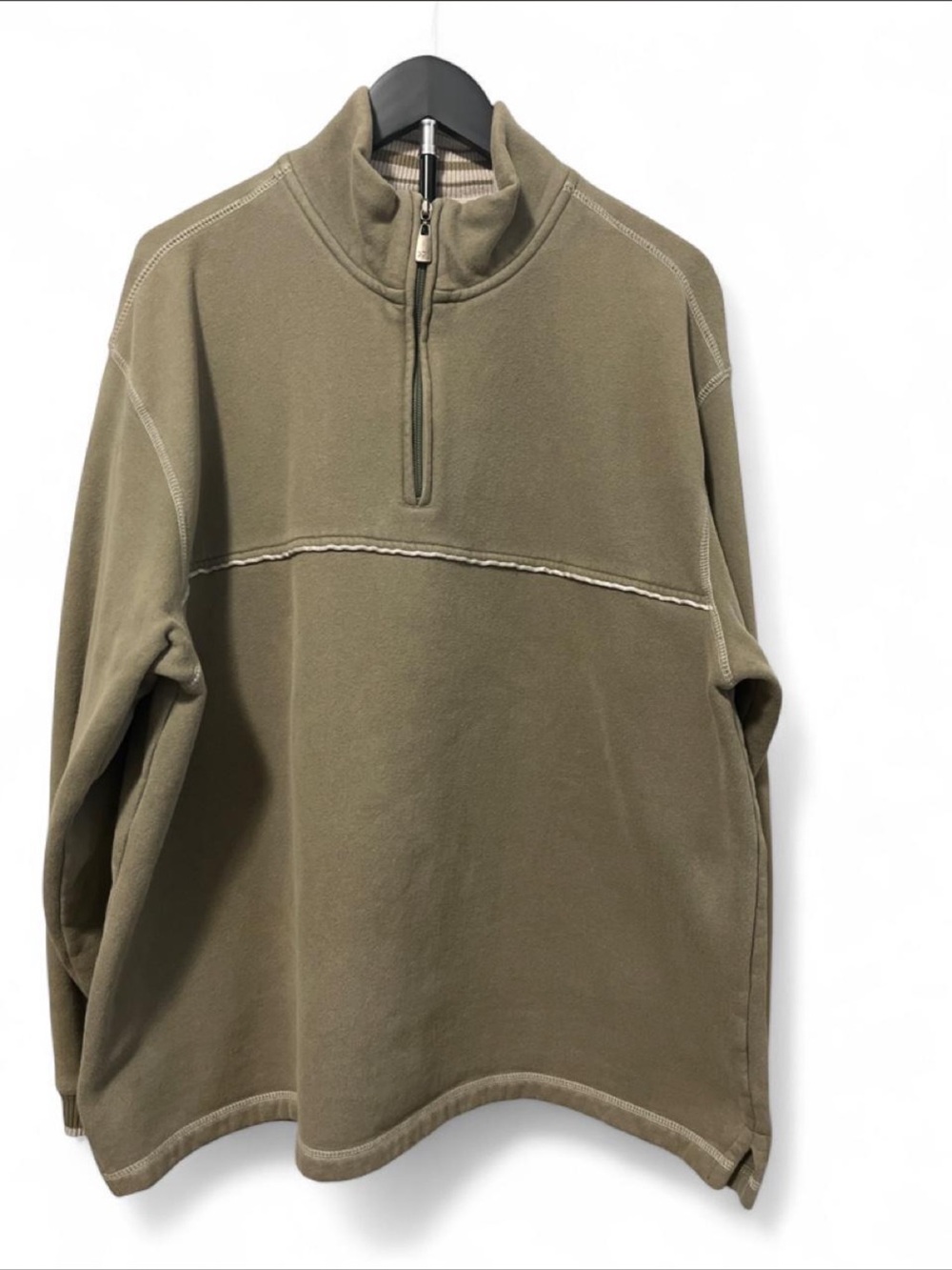 Arrow Men's Olive Green Half-Zip Mock Neck Sweater